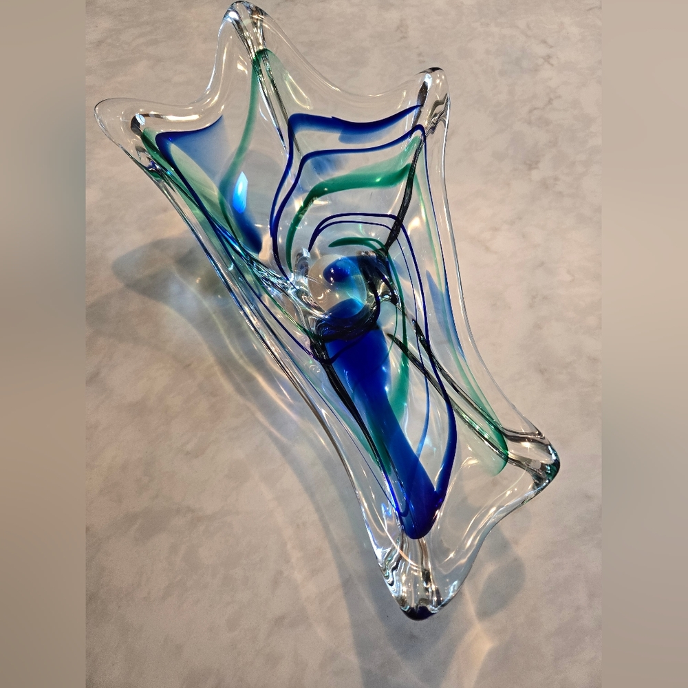 Max Verboeket Scandanavian Art Glass-Signed-Display Bowl- Vintage
